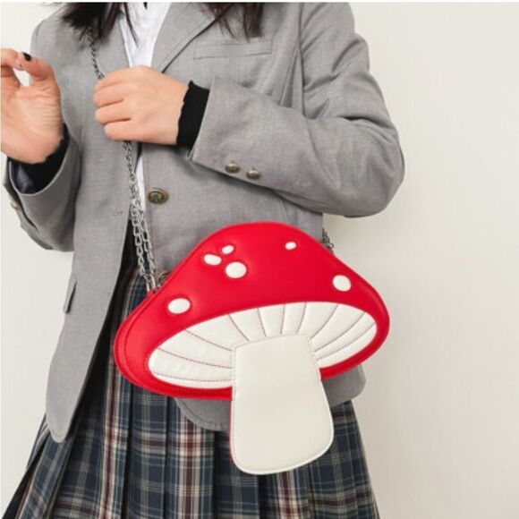 Handbags - Red and White Mushroom-Shaped shoulder bag